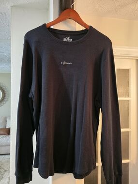 Hollister Men's Long-Sleeve Waffle Crew in Navy